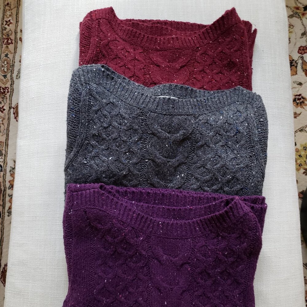 Lot of 3 St. John's Bay Sweaters - Burgundy, Purple, and Gray